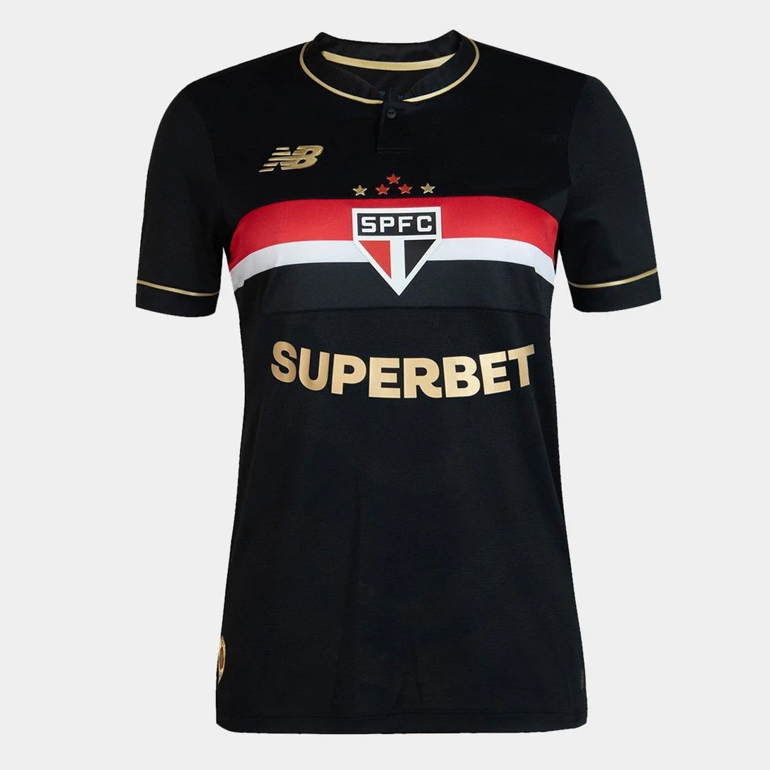Camisa São Paulo III 25/26 s/n° Jogador Comemorativa New Balance Feminina - Preto+Vermelho