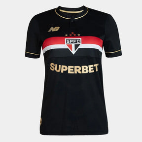 Camisa São Paulo III 25/26 s/n° Jogador Comemorativa New Balance Feminina - Preto+Vermelho