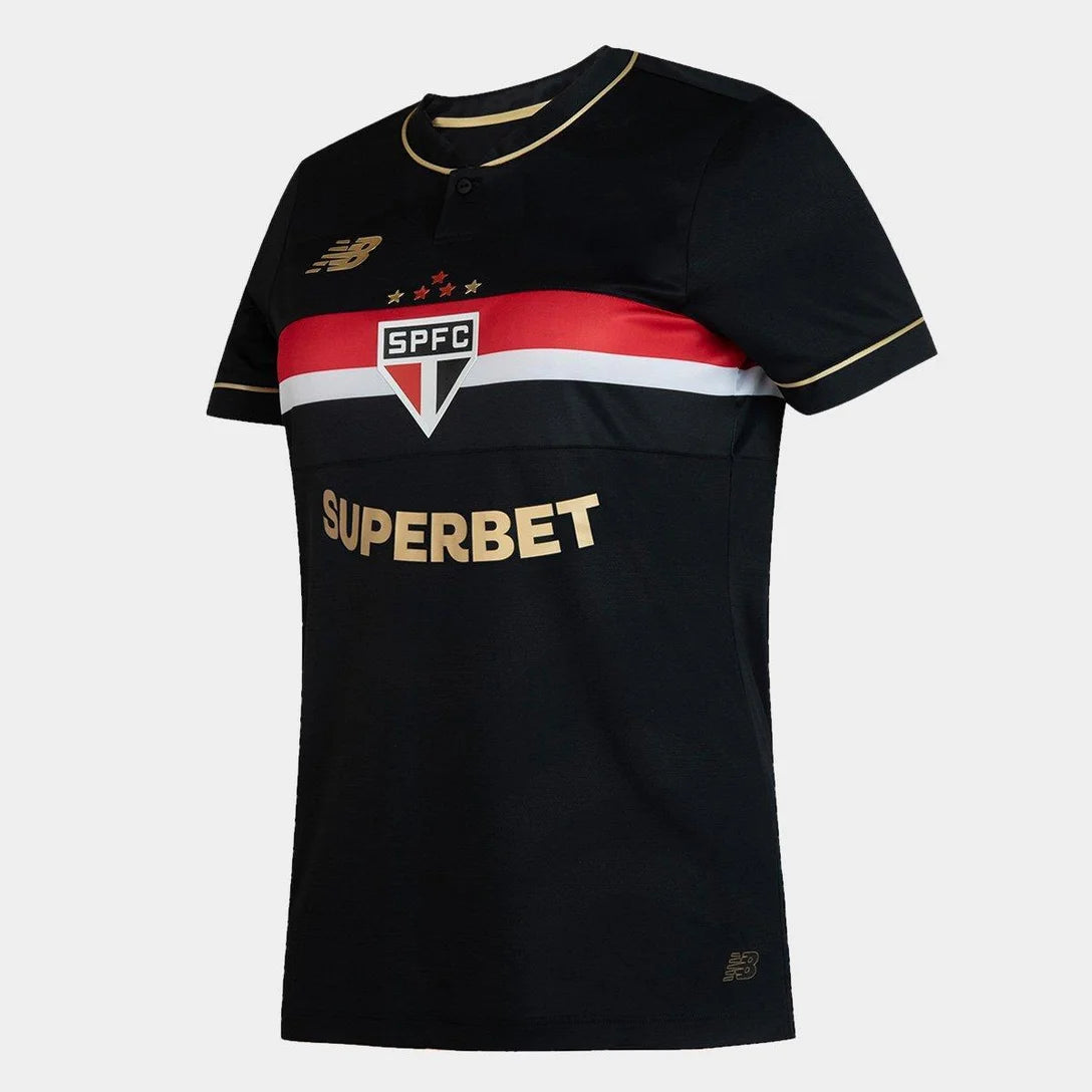 Camisa São Paulo III 25/26 s/n° Jogador Comemorativa New Balance Feminina - Preto+Vermelho