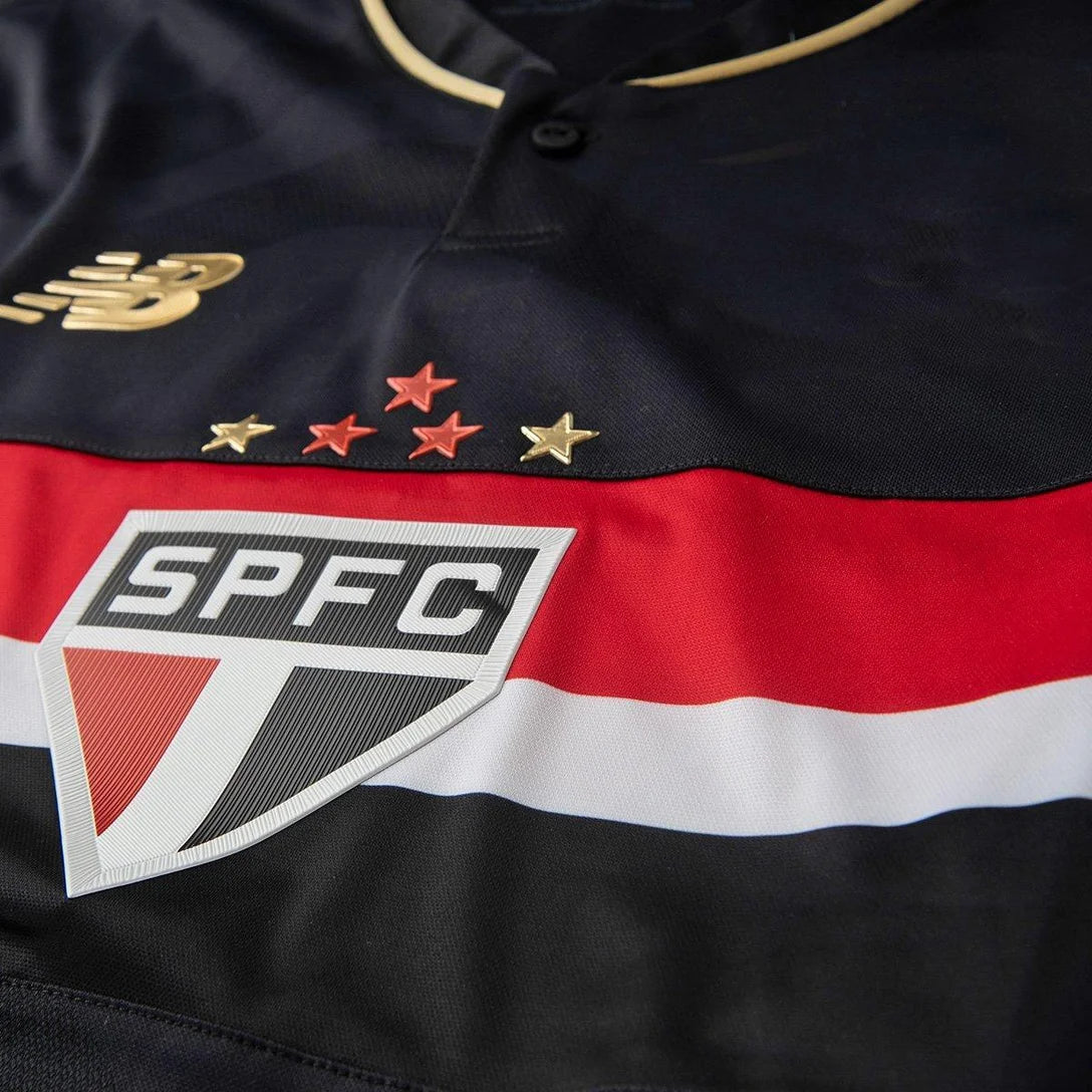 Camisa São Paulo III 25/26 s/n° Jogador Comemorativa New Balance Feminina - Preto+Vermelho
