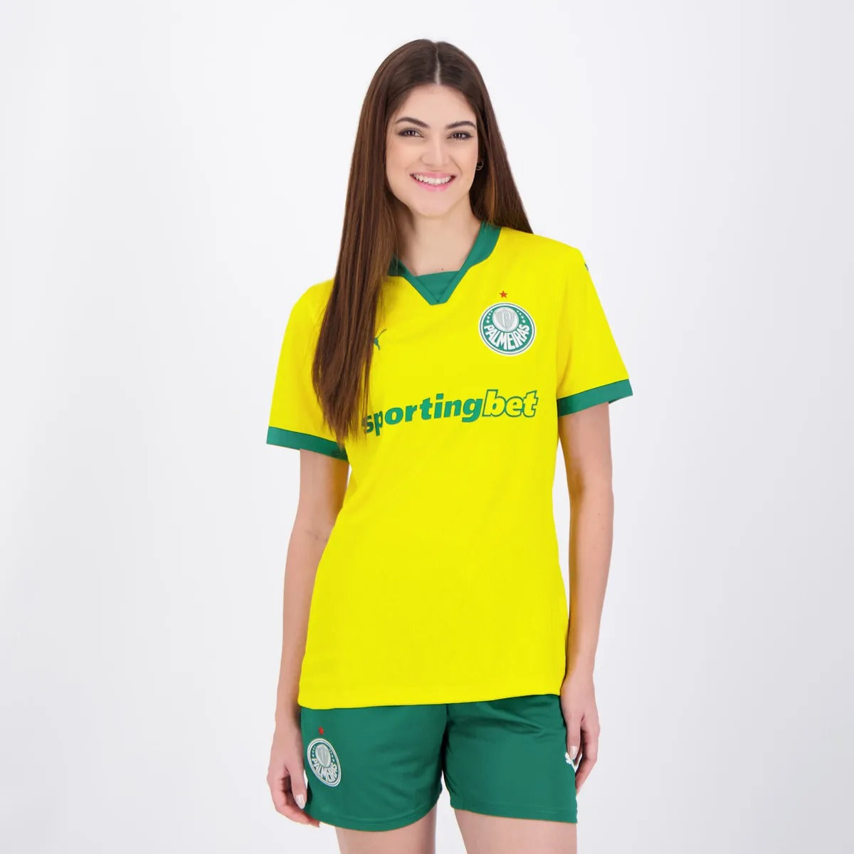 Camisa Palmeiras III 25/26 - Torcedor Puma Feminina - Amarela e verde