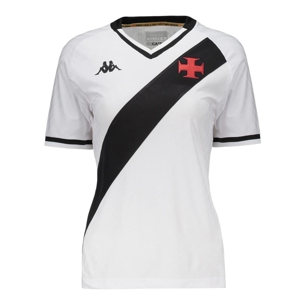Camisa Vasco Away 25/26 Torcedor Kappa Feminina - Branco e Preto